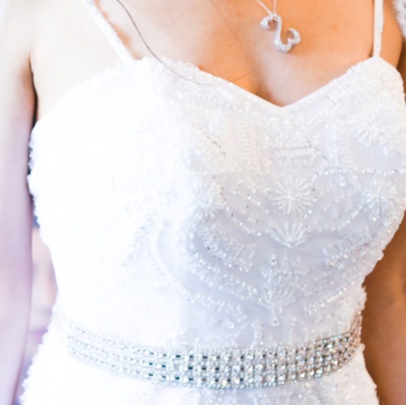 White crystal detailing bridal wedding dress
